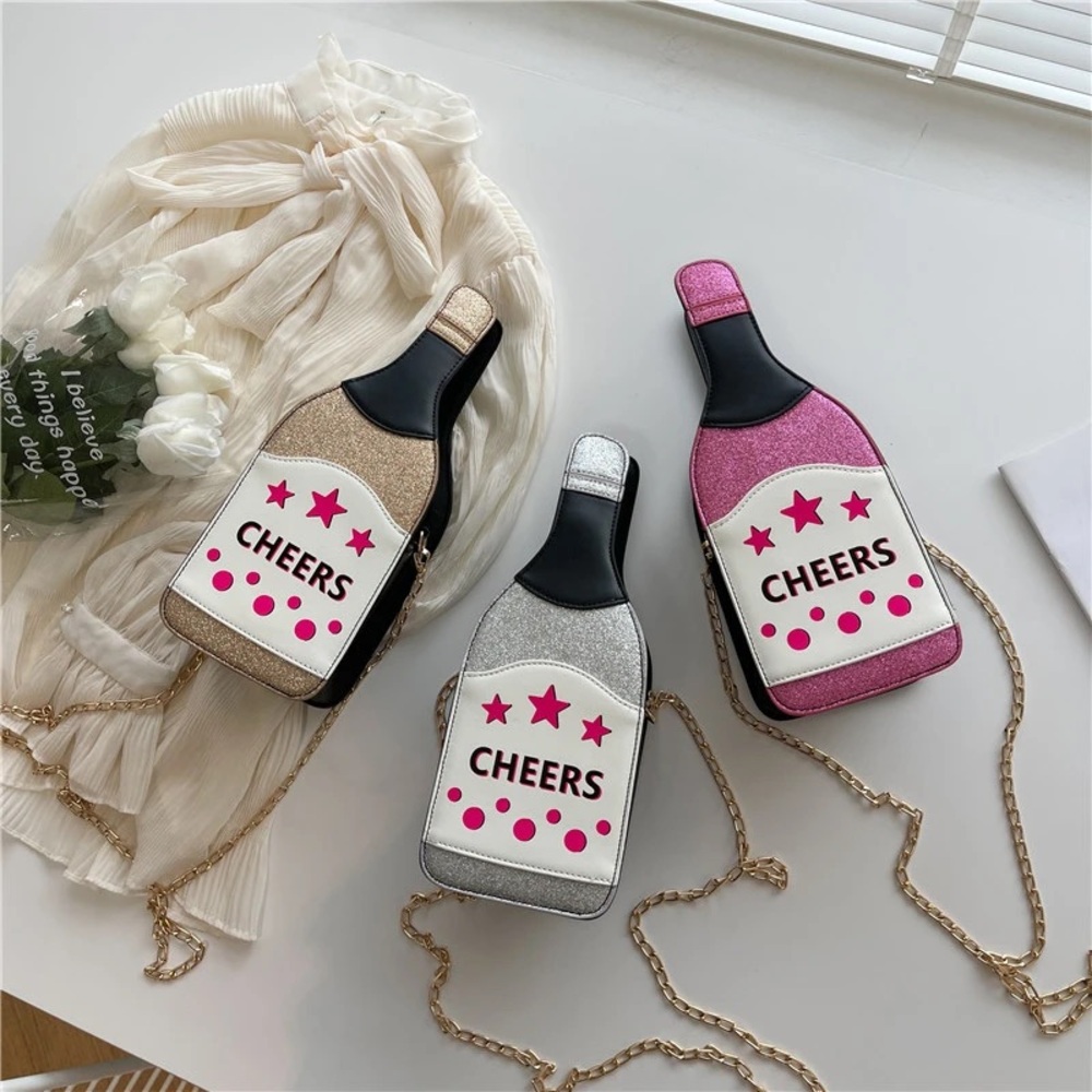 CHEERS Pink Glitter Bottle Crossbody Bag - Picture 2 of 2